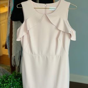 Calvin Klein Flutter Sleeve Dress 6 Nude Pink